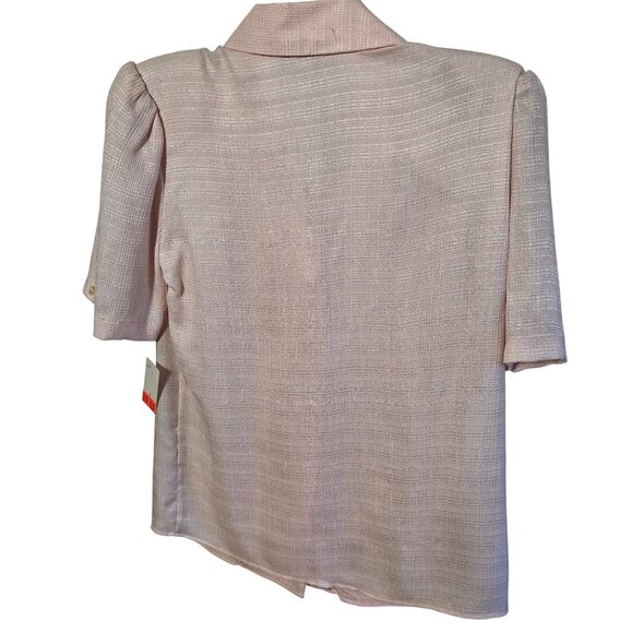 1980s Pink Double-Breasted Size 6 Textured Blouse Y2K Romantic Dainty Deadstock - Picture 3 of 8